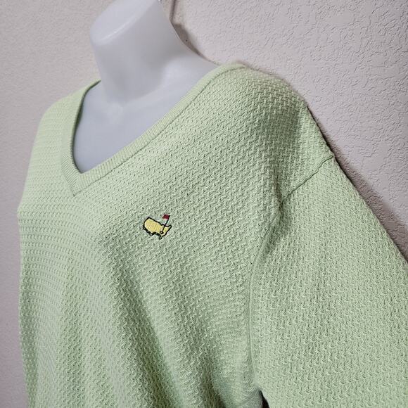 VTG Augusta National Masters Sweater Womens XL Magnolia Lane V-Neck Green Knit - Picture 2 of 14
